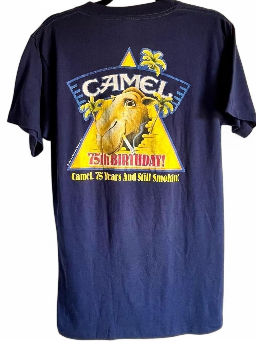80s Camel Joe Cigarette’s 75th Birthday Graphic Still Smokin Tee MED 19x29 EVC